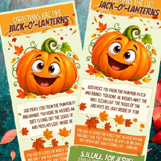 Two printable Christian Harvest Party Bookmark Tracts for Halloween outreach