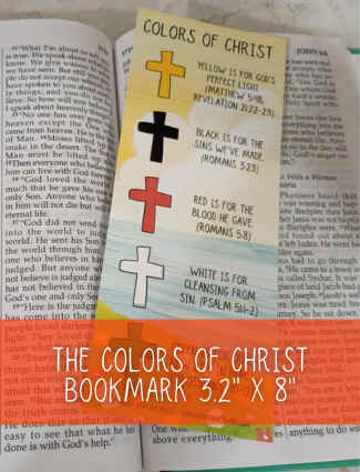 Colors of Christ Lesson & Bookmark Printable for Kids | Salvation Wordless Gospel | Sunday School Evangelism style=